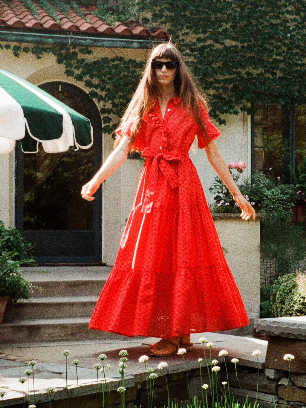 Victoria Dress in Scarlet Eyelet
