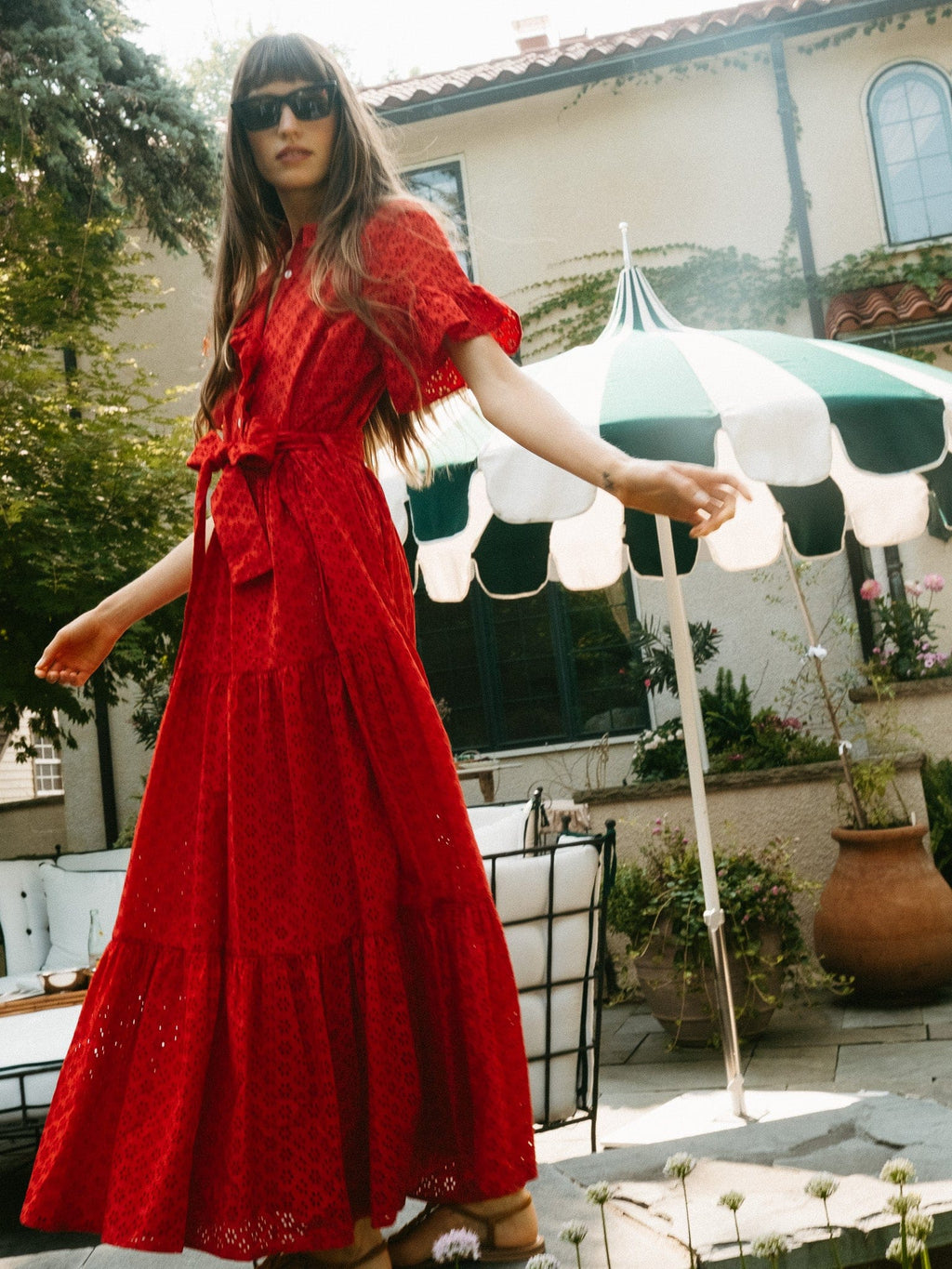 Victoria Dress in Scarlet Eyelet
