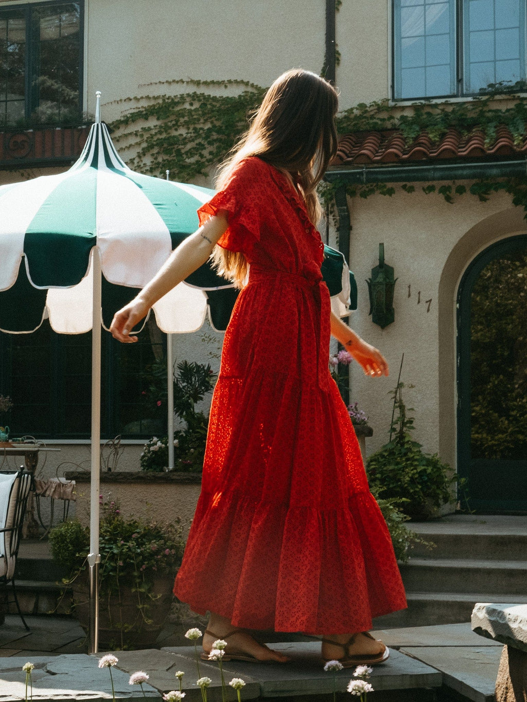 Victoria Dress in Scarlet Eyelet