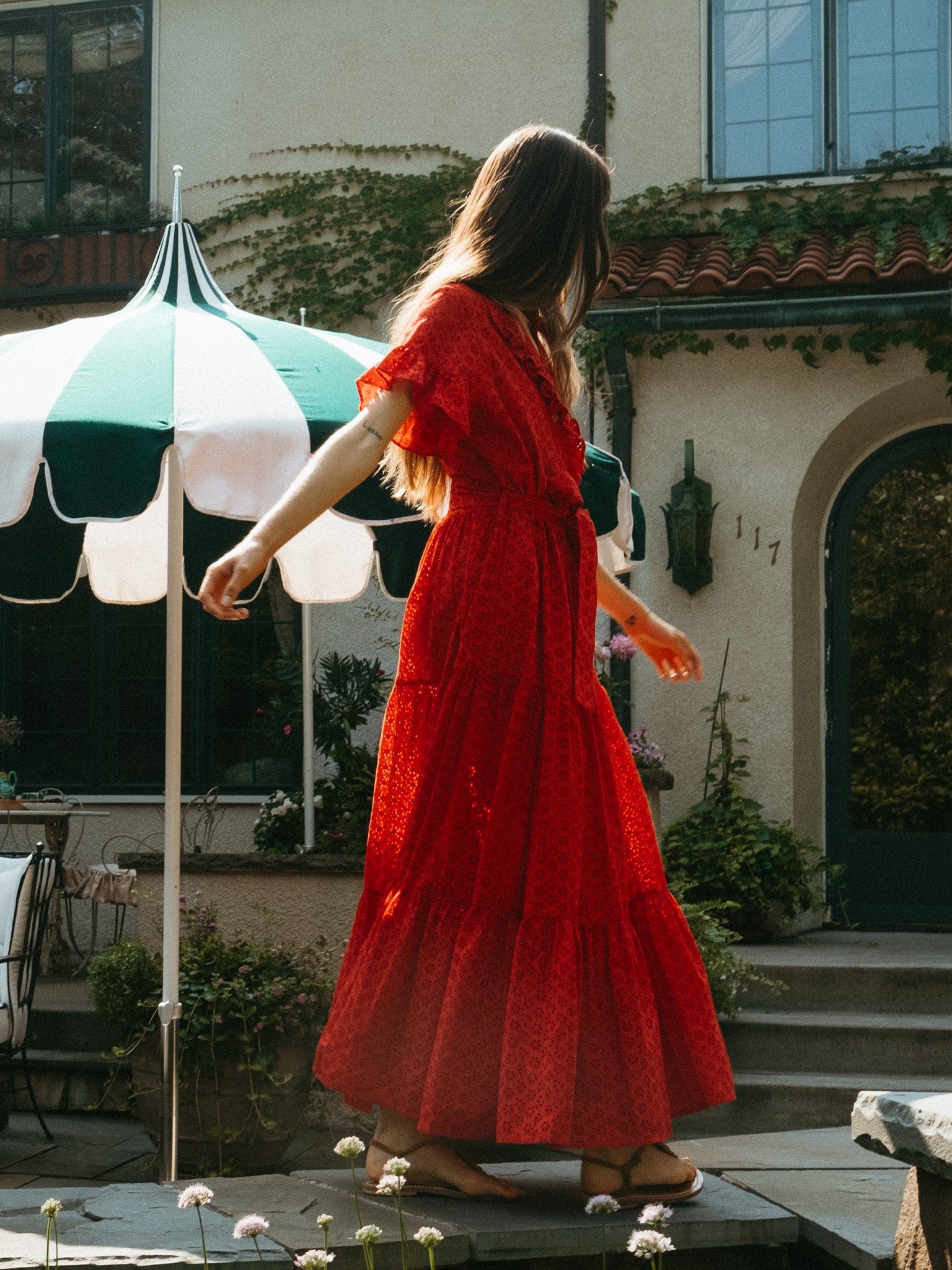 Victoria Dress in Scarlet Eyelet