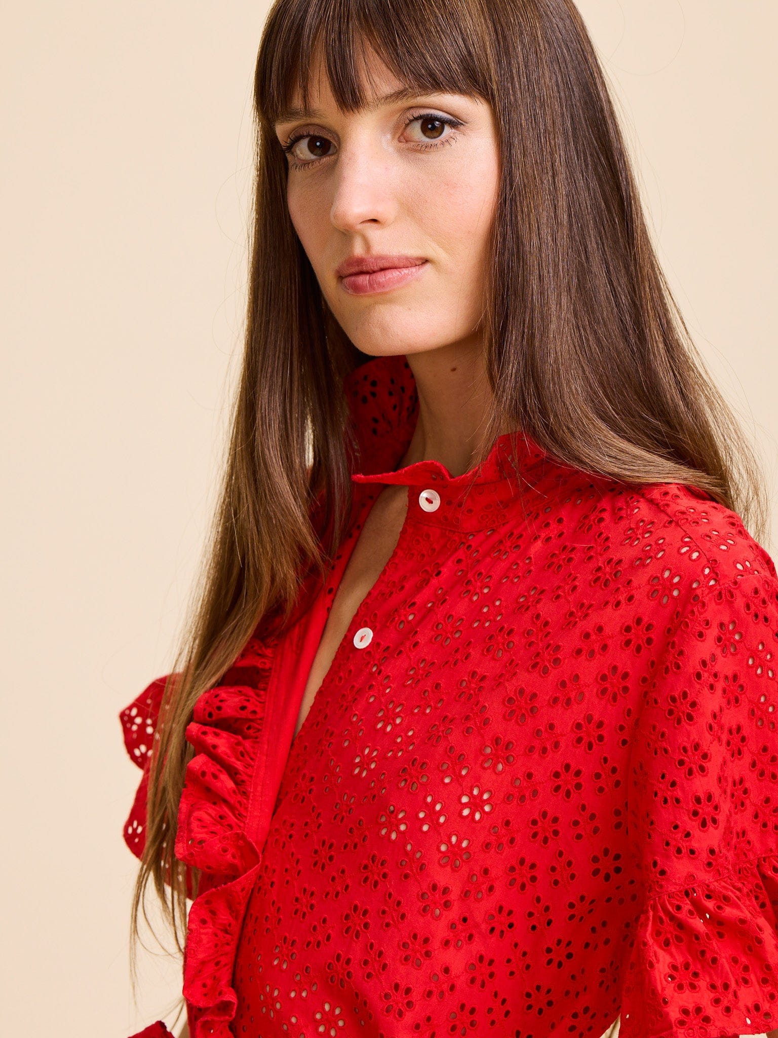 Victoria Dress in Scarlet Eyelet