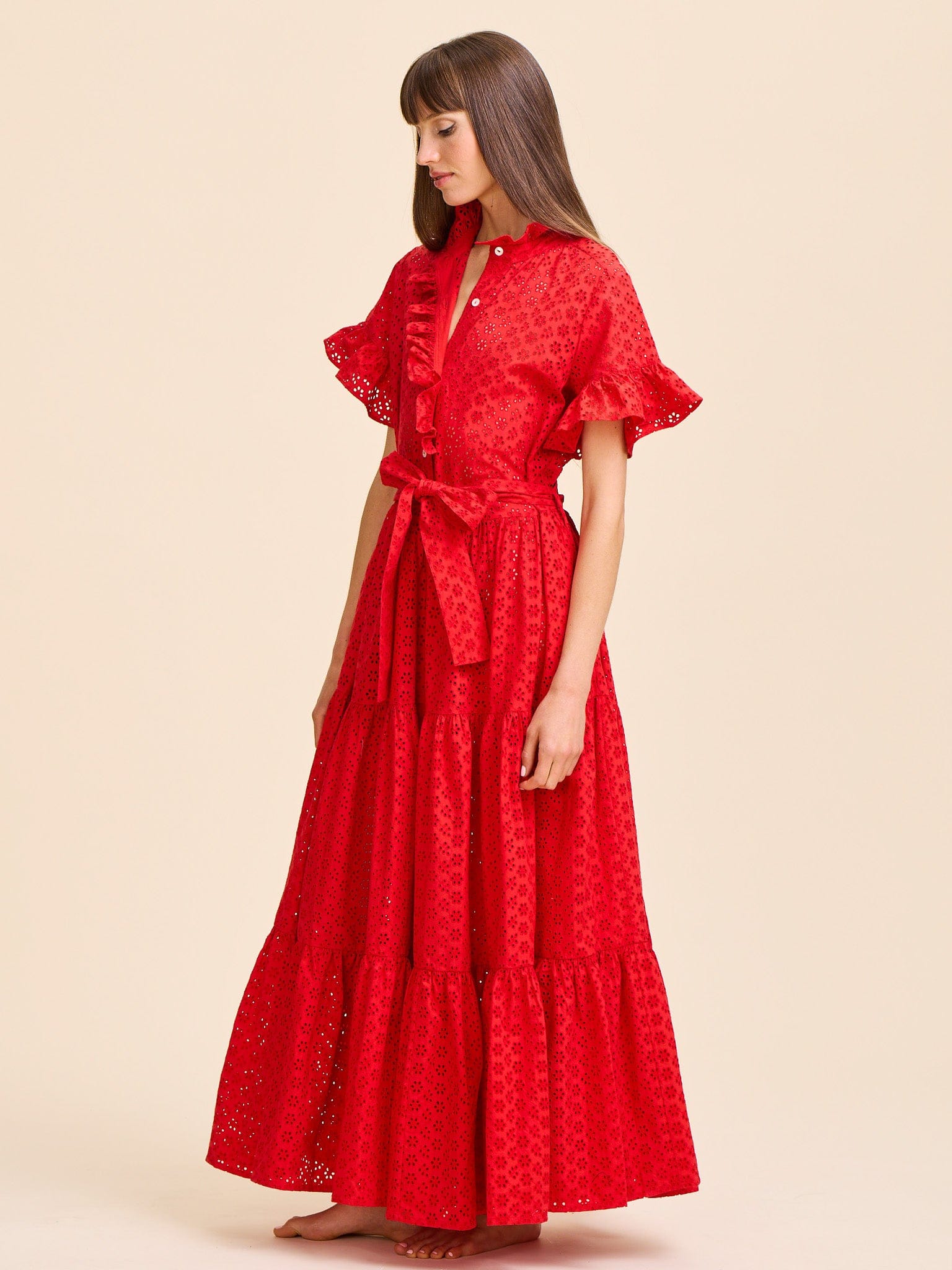 Victoria Dress in Scarlet Eyelet