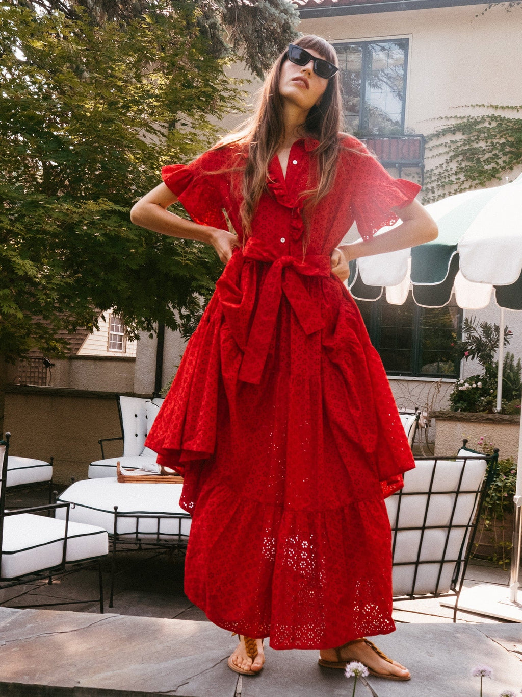 Victoria Dress in Scarlet Eyelet