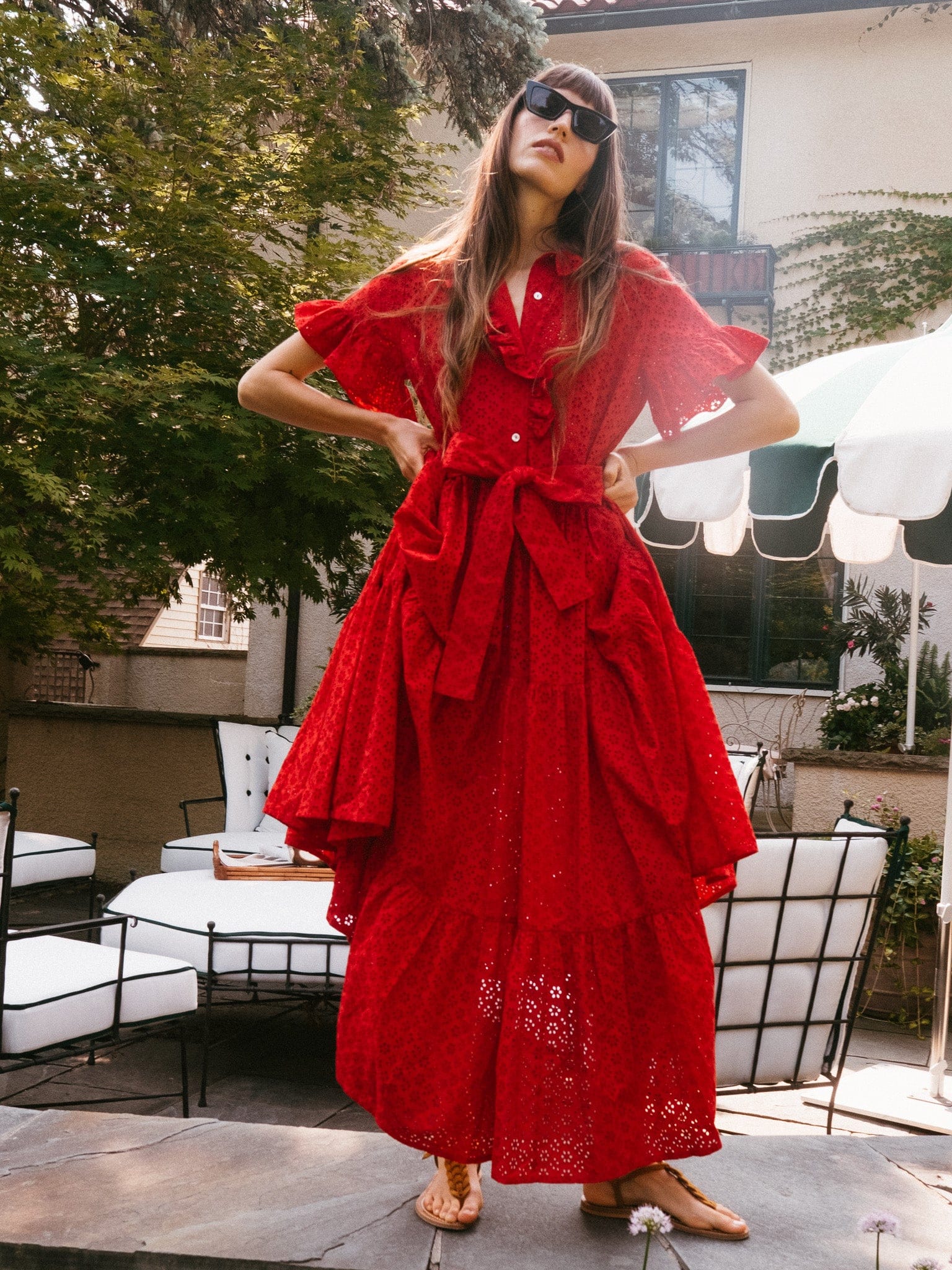 Victoria Dress in Scarlet Eyelet