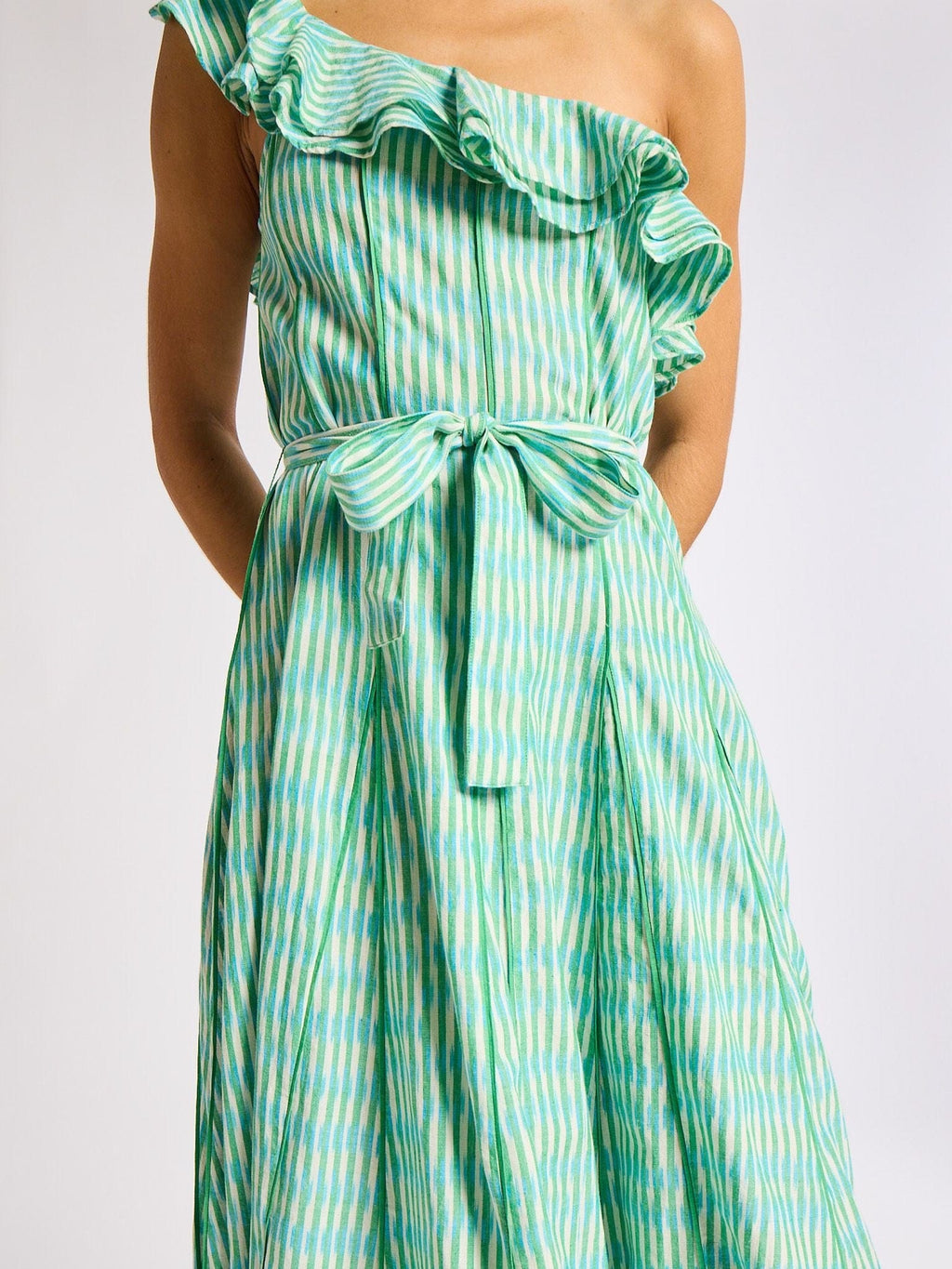 Yvonne Dress in Green & Blue Ikat