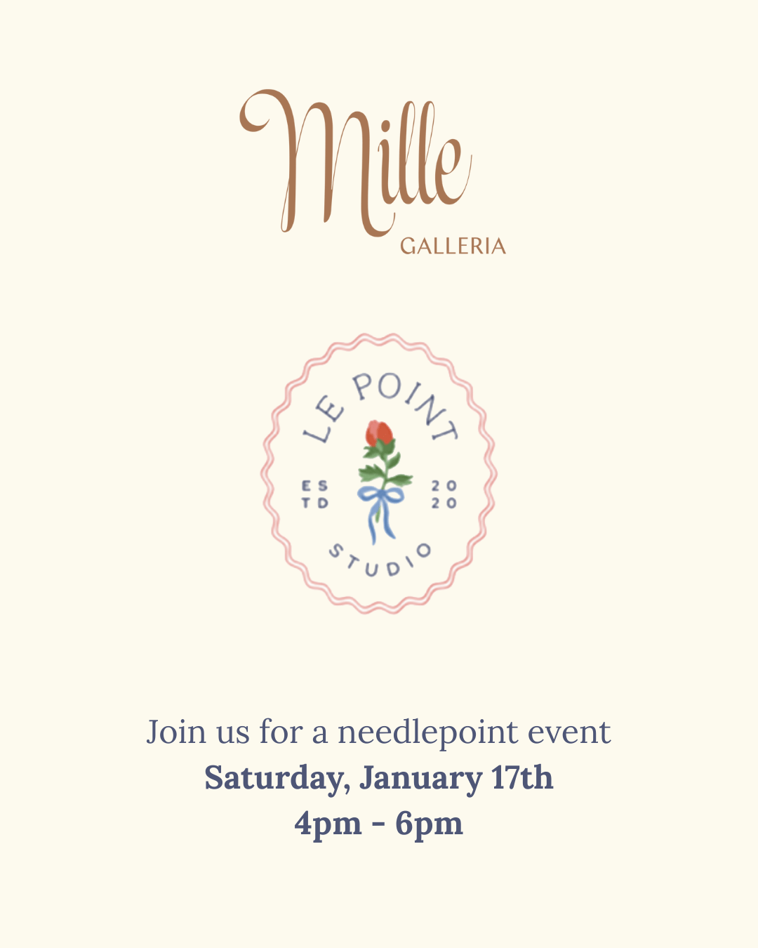 LE POINT NEEDLEPOINT CLASS - JANUARY 17TH